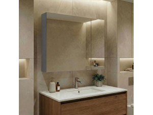 Badezimmerschrank mit Spiegel „Nuvola 80 v2“ – 75 x 16 x 66 cm – Grau 2