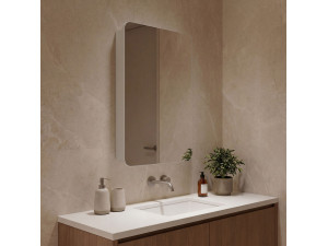 Badezimmerschrank mit Spiegel „Orbit 50“ – 50 x 16 x 71 cm – Weiß 2