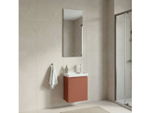 Waschtisch-Set mit Spiegel (2-teilig) „Ferla 40“ – 40 x 22 x 50 cm – Matt-Zimt 2