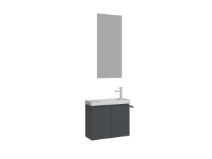 Waschtisch-Set mit Spiegel (2-teilig) „Ferla 60“ – 60 x 22 x 50 cm – Anthrazit matt