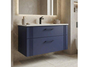 Waschtischunterschrank „Bari 100 v2“ – 100 x 45 x 55 cm – Mattes Marineblau 2