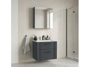 Waschtisch-Set mit Spiegel (2-teilig) „Bari 65 v2“ – 65 x 45 x 55 cm – Anthrazit matt 2