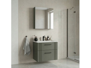 Waschtisch-Set mit Spiegel (2-teilig) „Bari 65 v2“ – 65 x 45 x 55 cm – Mattgrün 2