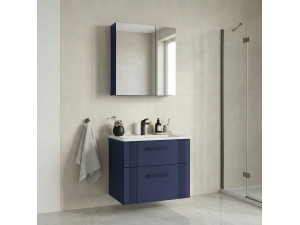 Waschtisch-Set mit Spiegel (2-teilig) „Bari 65 v2“ – 65 x 45 x 55 cm – Mattes Marineblau 2