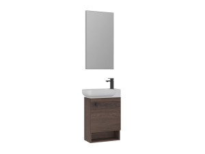 Waschtisch-Set mit Spiegel (2-teilig) „Begonya 55“ – 53 x 33 x 75 cm – Walnuss
