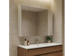 Badezimmerschrank mit Spiegel „Arno 100“ – 100 x 16 x 66 cm – Cashmere 2