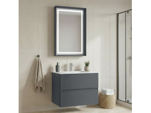 Waschtisch-Set mit Spiegel (2-teilig) „Nest 71 v2“ – 71 x 51 x 55 cm – Anthrazit matt 2