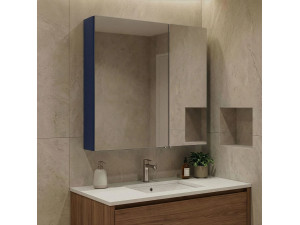 Badezimmerschrank mit Spiegel „Bari 60“ – 60 x 16 x 66 cm – Mattes Marineblau 2