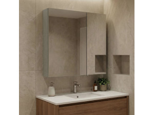 Badezimmerschrank mit Spiegel „Bari 60“ – 60 x 16 x 66 cm – Matt-Cashmere 2