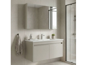 Waschtisch-Set mit Spiegel (2-teilig) „Arno 100“ – 100 x 45 x 52 cm – Cashmere 2
