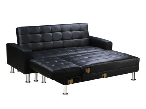Ecksofa reversibel mit Schlaffunktion "Theo" - 258 x 82/147 x 82 cm - 4 Personen - Schwarz 2