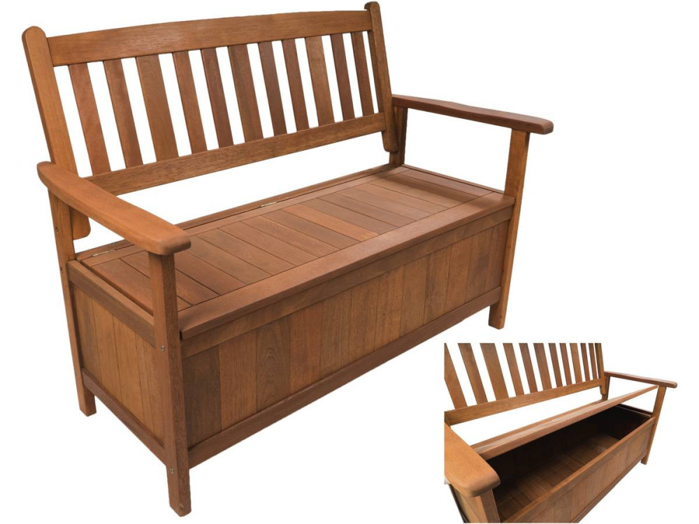 Gartenbank 2-Sitzer mit Stauraum "Manille" - Ahornholz - Braun