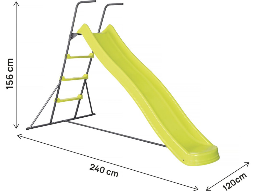 Outdoor-Rutsche mit Doppelwelle "Poly" in grün - 240 x 24 x 156 cm