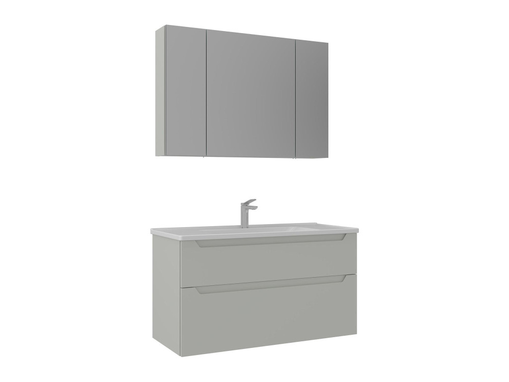 Waschtisch-Set mit Spiegel (2-teilig) „Messina 100 v2“ – 100 x 45 x 55 cm – Matt-Cashmere