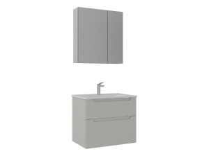 Waschtisch-Set mit Spiegel (2-teilig) „Messina 65 v2“ – 65 x 45 x 55 cm – Matt-Kaschmir