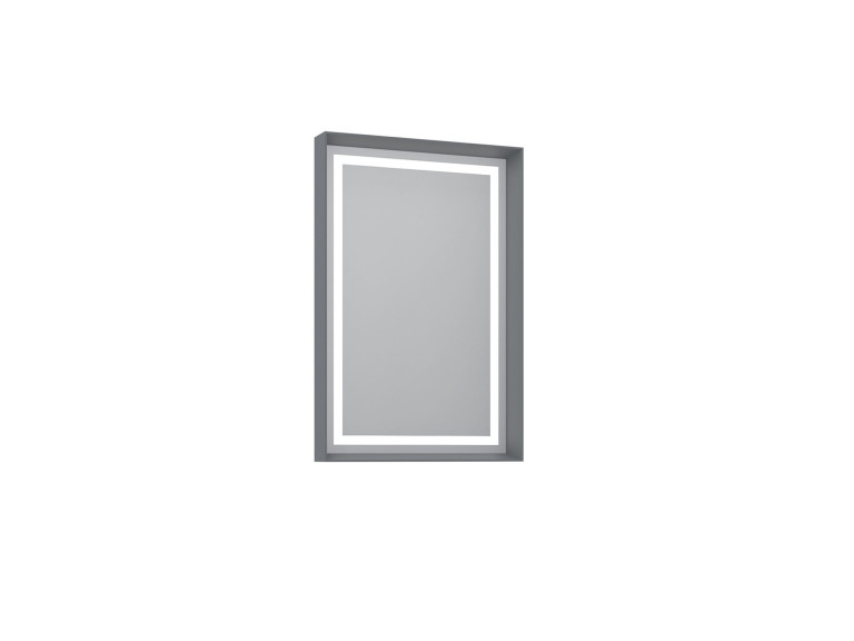 Dekorativer Holzspiegel „Craft 60 x 90 v2“ – 60 x 10 x 90 cm – Mattgrau