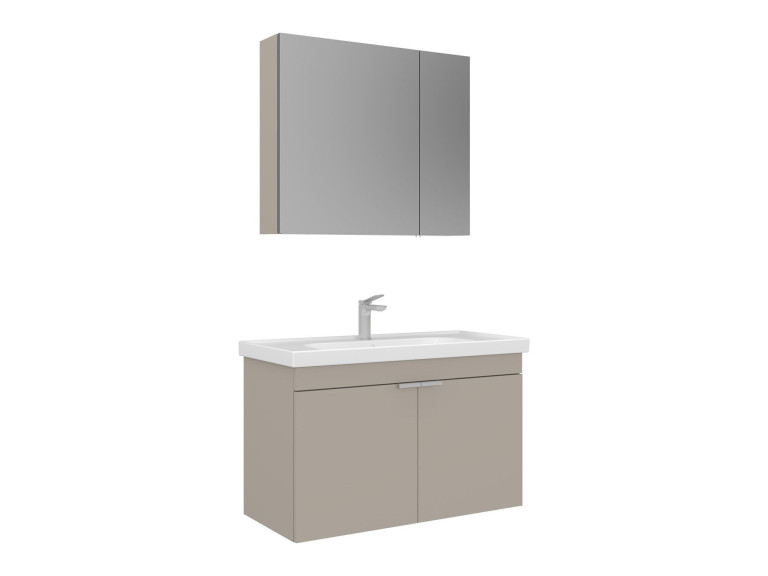 Waschtisch-Set mit Spiegel (2-teilig) „Desna 90“ – 90 x 45 x 58 cm – Sand