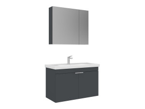 Waschtisch-Set mit Spiegel (2-teilig) „Desna 90“ – 90 x 45 x 58 cm – Anthrazit matt