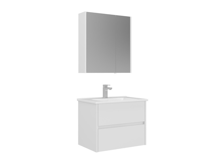 Waschtisch-Set mit Spiegel (2-teilig) „Arno 65“ – 65 x 45 x 52 cm – Weiß
