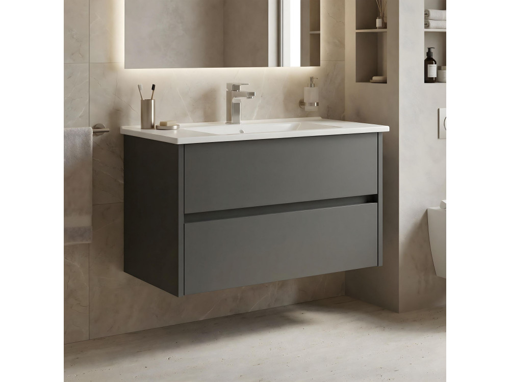 Waschtischunterschrank „Arno 85“ – 85 x 45 x 52 cm – Anthrazit