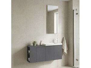 Waschtisch-Set mit Spiegel (2-teilig) „Ferla 110“ – 110 x 22 x 45 cm – Mattgrau 2