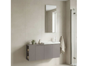 Waschtisch-Set mit Spiegel (2-teilig) „Ferla 110“ – 110 x 22 x 45 cm – Matt Mink 2