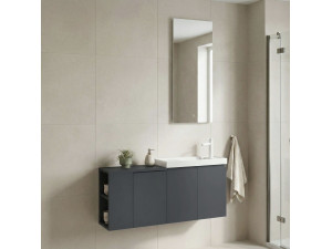 Waschtisch-Set mit Spiegel (2-teilig) „Ferla 110“ – 40 x 22 x 45 cm – Anthrazit matt 2