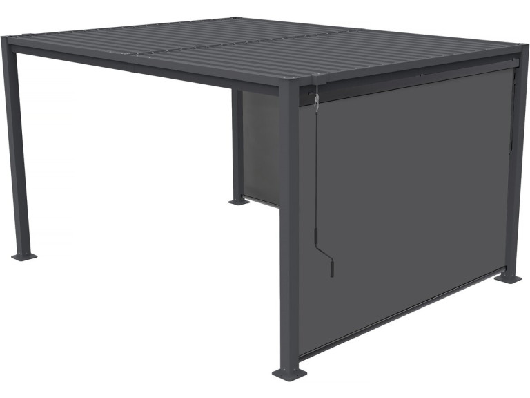 Bioklimatische Pergola mit 2 Markisen aus verzinktem Stahl "Howard" - 3 x 4 m - Grau