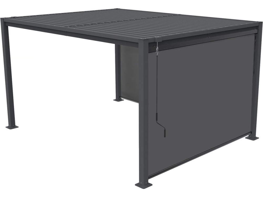 Bioklimatische Pergola mit 2 Markisen aus verzinktem Stahl "Howard" - 3 x 4 m - Grau