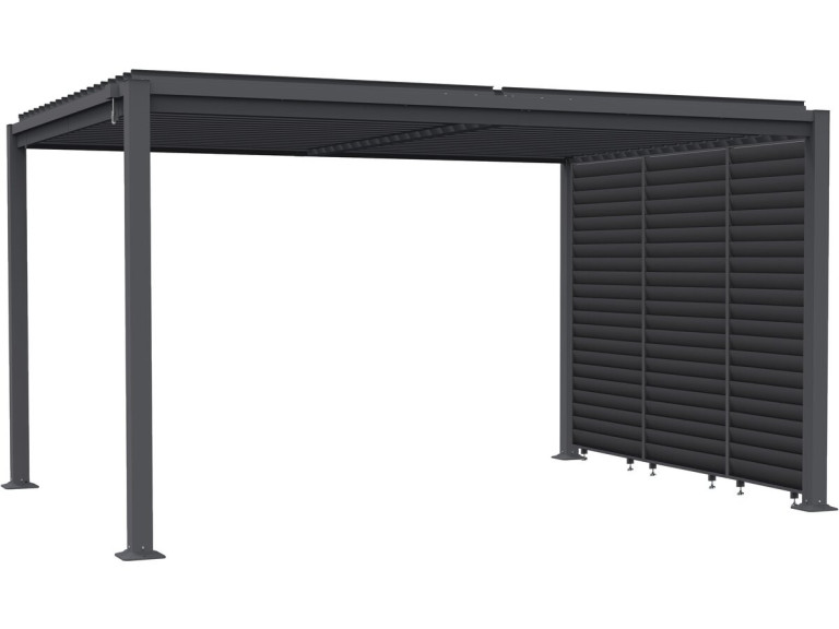 Bioklimatische Pergola mit 3 Jalousien aus verzinktem Stahl "Howard" - 3 x 4 m - Grau