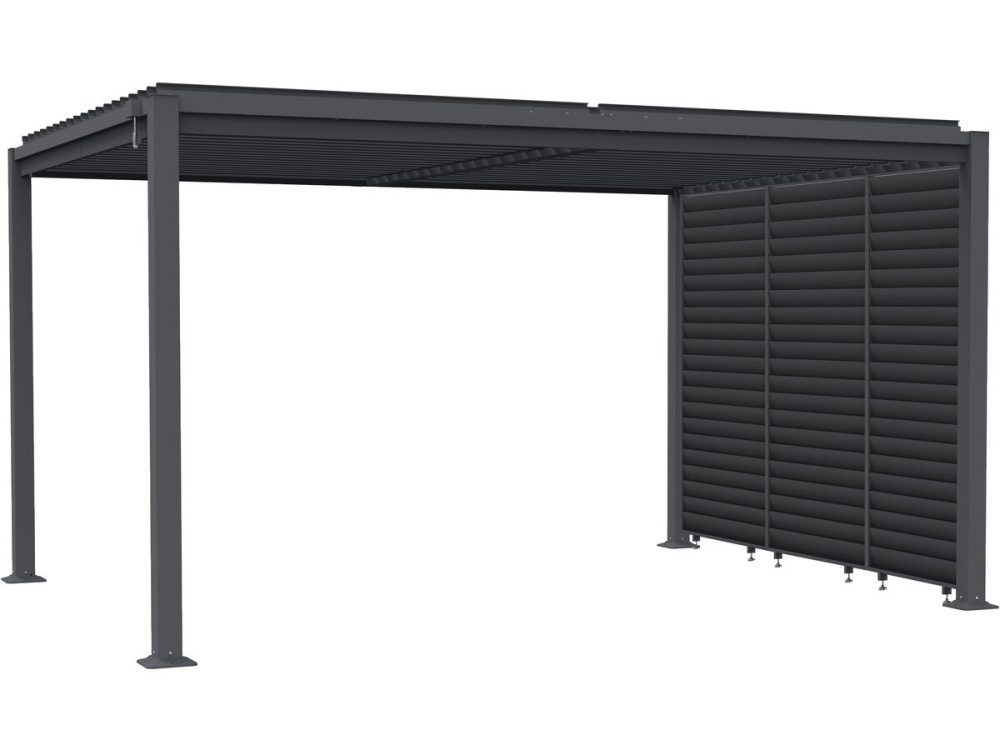 Bioklimatische Pergola mit 3 Jalousien aus verzinktem Stahl "Howard" - 3 x 4 m - Grau