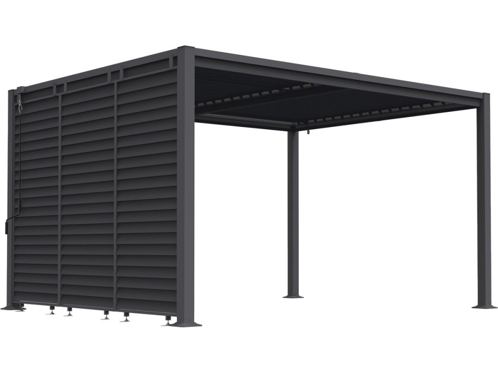 Bioklimatische Pergola mit 3 Jalousien aus verzinktem Stahl "Howard" - 3 x 4 m - Grau