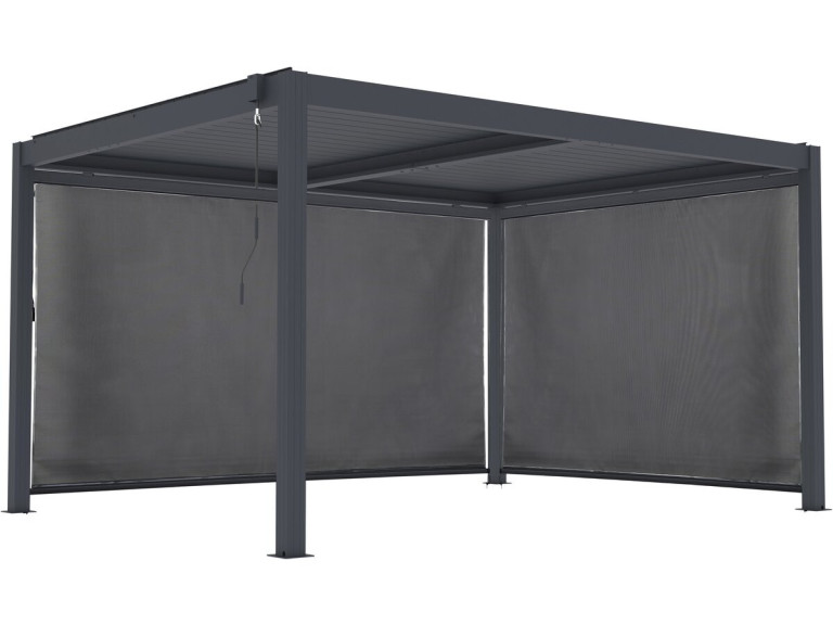 Bioklimatische Pergola mit Led und 2 Aluminiumjalousien "Windsor premium" - 3 x 4 m - Grau