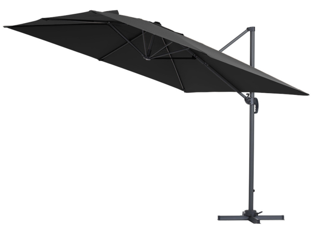 Ampelschirm aus Alu "Sun 3" - Viereckig - 3 x 3 m - Schwarz - Platten inbegriffen