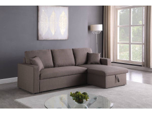 Ecksofa reversibel mit Schlaffunktion und Stauraum „Alain“ - 3-Sitzer - Taupe 2