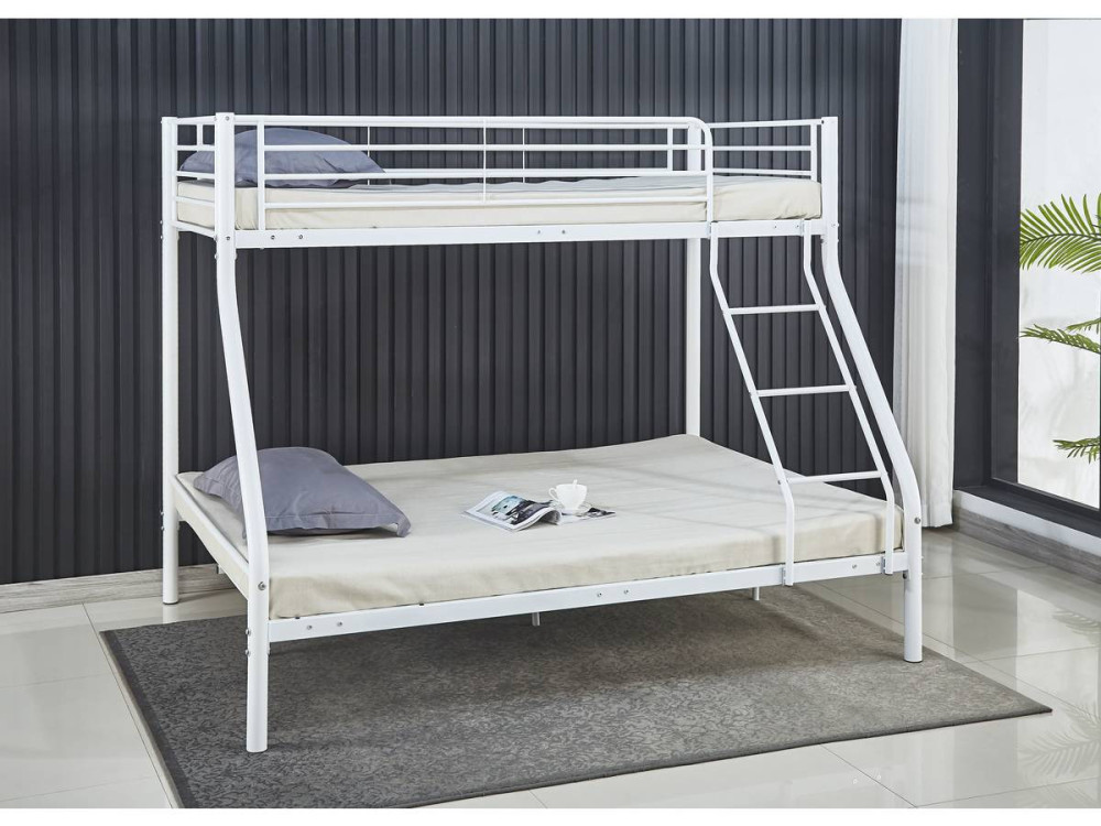 Etagenbett aus Metall "Leo" einschließlich Lattenrosten  - 90/140 x 190 cm - Weiß