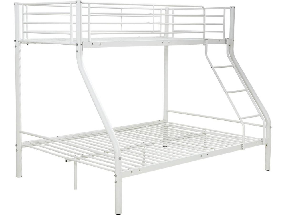 Etagenbett aus Metall "Leo" einschließlich Lattenrosten  - 90/140 x 190 cm - Weiß