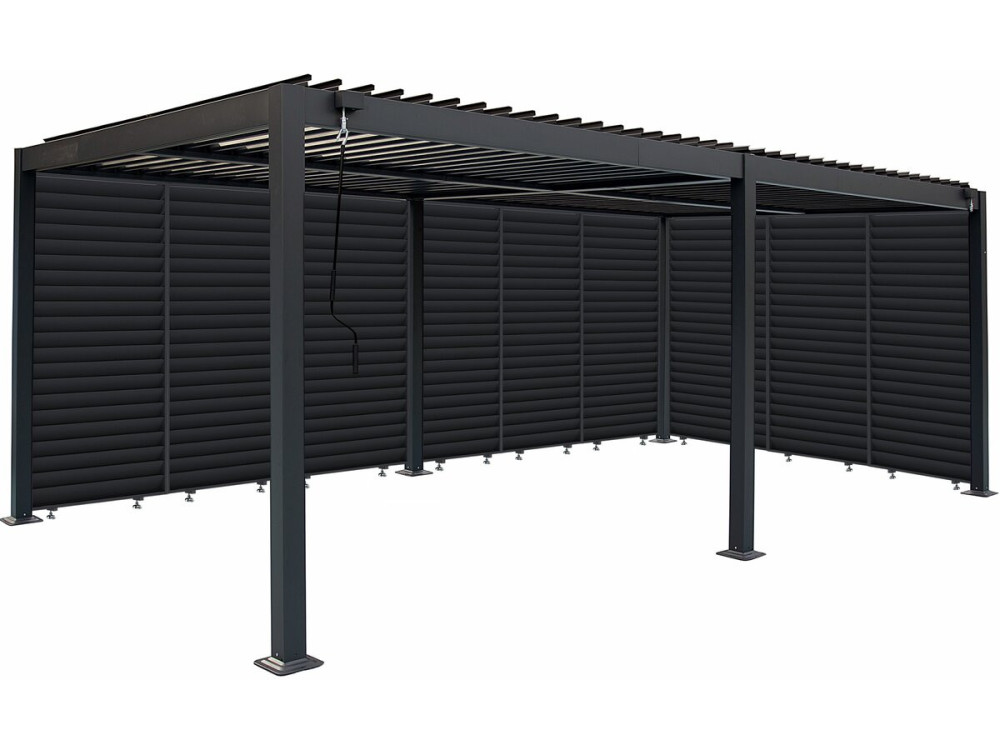 Bioklimatische Pergola mit 9 Aluminium-Lamellen „Kensington“ – 3 x 6 m – Grau