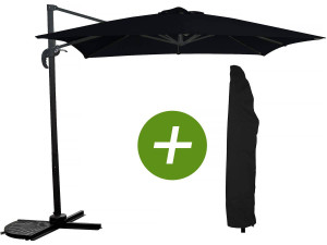 Ampelschirm "Soleil" - Viereckig - 2,5 x 2,5 m - Schwarz + Schutzhülle