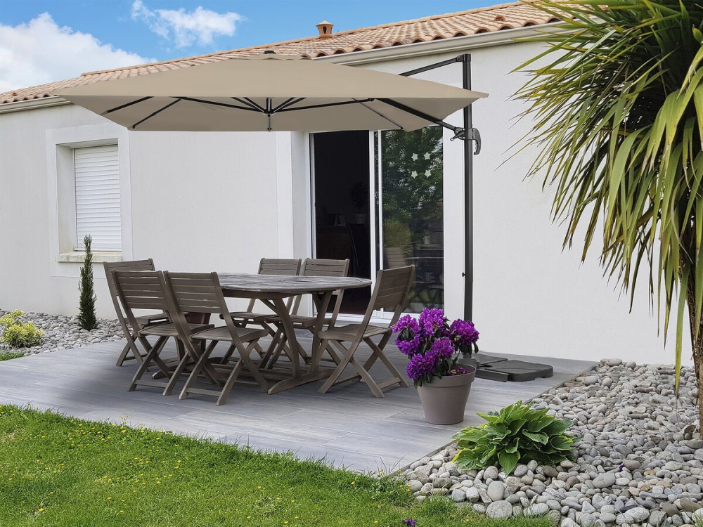 Ampelschirm aus Aluminium "Sky 4" - 3 x 4 m - Taupe