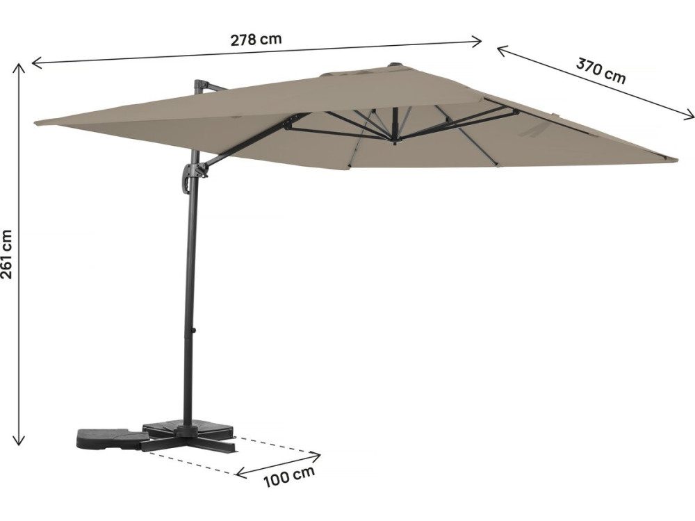 Ampelschirm aus Aluminium "Sky 4" - 3 x 4 m - Taupe