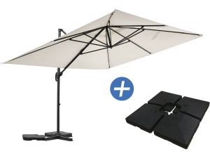 Freischwinger-Gartenschirm aus Aluminium "Sky 4" - 3 x 4 m - Ecru - Gewichtsplatten inklusive