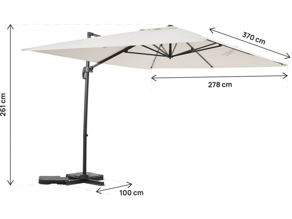 Freischwinger-Gartenschirm aus Aluminium "Sky 4" - 3 x 4 m - Ecru - Gewichtsplatten inklusive