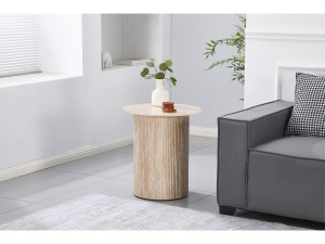 Beistelltisch, Sofatisch, Nachttisch aus Keramik „Eclat“ – 50 x 50 x 55 cm – Weiß - 50 x 50 x 55 cm - Braun 2