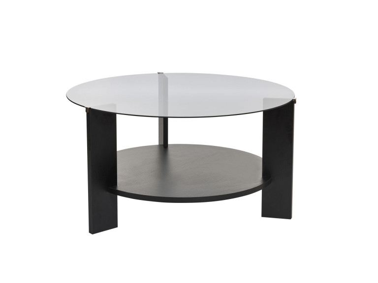Couchtisch „Clara“ aus Holz – 75 x 75 x 40 cm – Geräuchertes schwarzes Holz