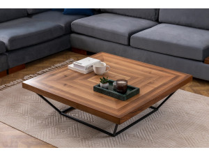 Niedriger Holztisch "Cora" - 100 x 100 x 32 cm - Nussbaum 2