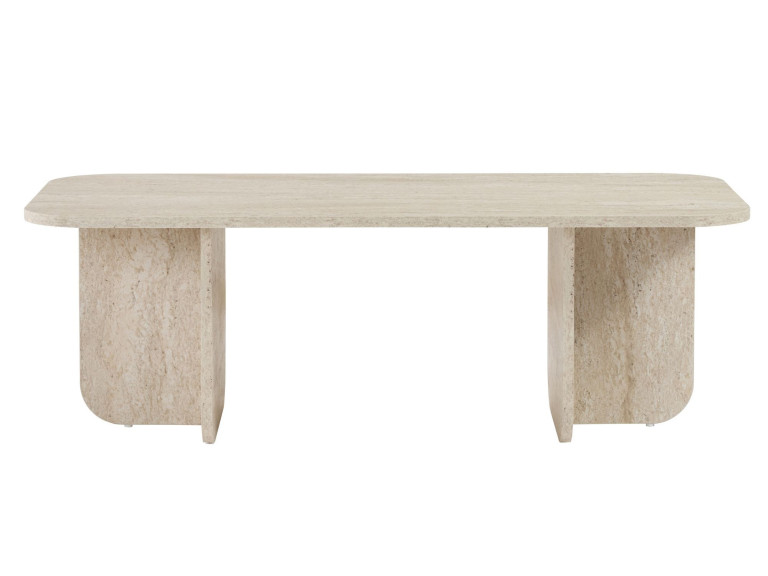 Couchtisch aus Holz "Akira" 120 x 60 x 41 cm - Travertin