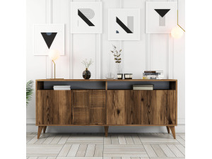 Anrichte aus Holz "Milan" - 180 x 35 x 78 cm - Walnussholz 2