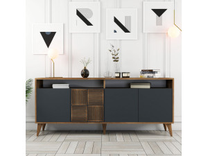 Holzanrichte "Milan" - 180 x 35 x 78 cm - Nussbaum Anthrazit 2