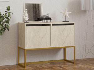 Anrichte aus Holz "Zermat" - 90 x 34 x 70 cm - Travertin 2
